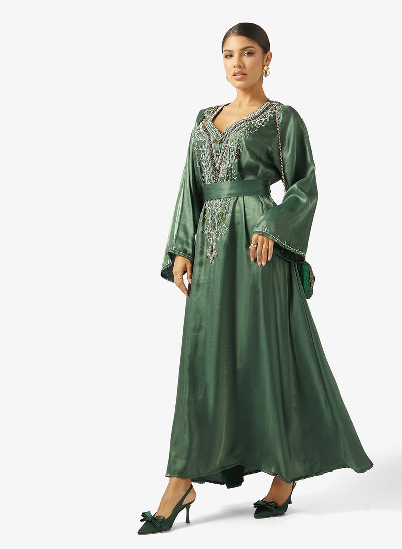 hayas closet Embellished Belted Jalabiya - Image 4